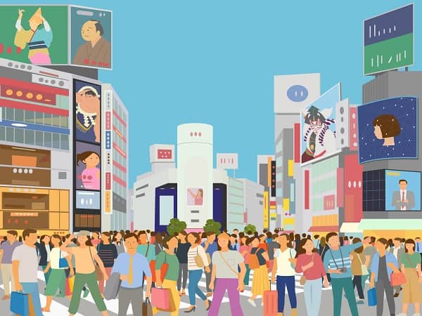 街、混雑、渋谷、東京イメージ
